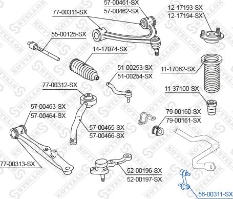 Stellox 56-00311-SX - Тяга / стійка, стабілізатор autocars.com.ua