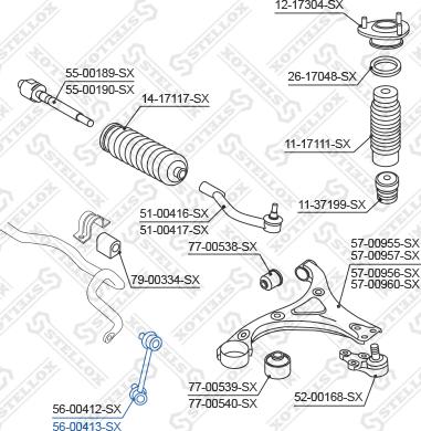 Stellox 56-00413-SX - Тяга / стійка, стабілізатор autocars.com.ua