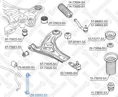 Stellox 56-03043-SX - Тяга / стійка, стабілізатор autocars.com.ua