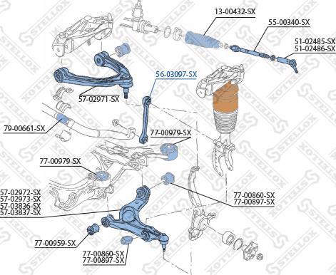 Stellox 56-03097-SX - Тяга стабілізатора перед. ліва-права VW Touareg 02--Porsche Cayenne-Audi Q7 06- autocars.com.ua