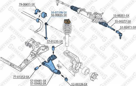 Stellox 56-07398-SX - Тяга / стійка, стабілізатор autocars.com.ua