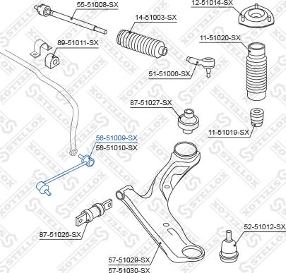 Stellox 56-51009-SX - Тяга / стійка, стабілізатор autocars.com.ua