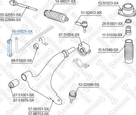 Stellox 56-51025-SX - Тяга / стійка, стабілізатор autocars.com.ua