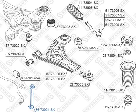 Stellox 56-73004-SX - Тяга / стійка, стабілізатор autocars.com.ua