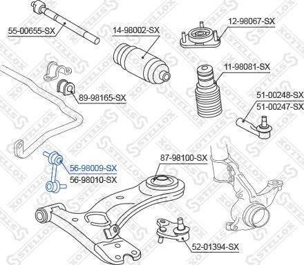 Stellox 56-98009-SX - Тяга / стойка, стабилизатор avtokuzovplus.com.ua