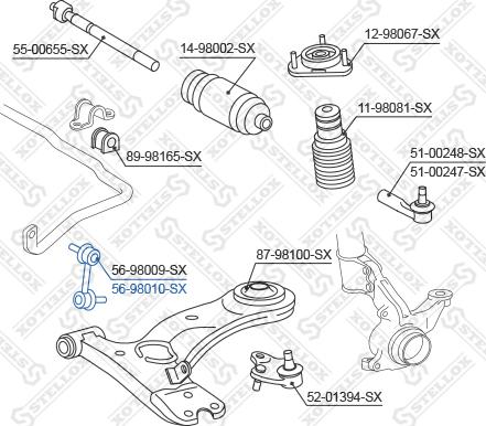 Stellox 56-98010-SX - Тяга / стойка, стабилизатор avtokuzovplus.com.ua