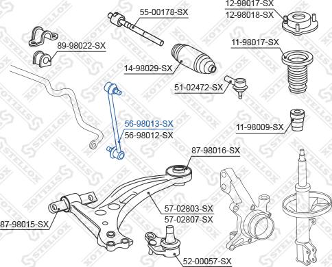 Stellox 56-98013-SX - Тяга / стійка, стабілізатор autocars.com.ua