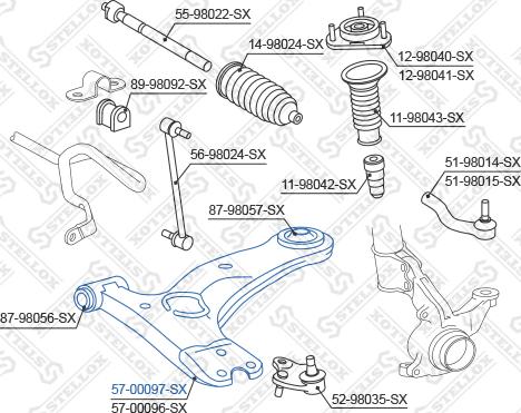 Stellox 57-00097-SX - Важіль незалежної підвіски колеса autocars.com.ua