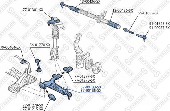 Stellox 57-00133-SX - Важіль незалежної підвіски колеса autocars.com.ua