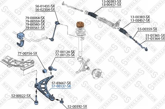 Stellox 57-00137-SX - Рычаг подвески колеса avtokuzovplus.com.ua