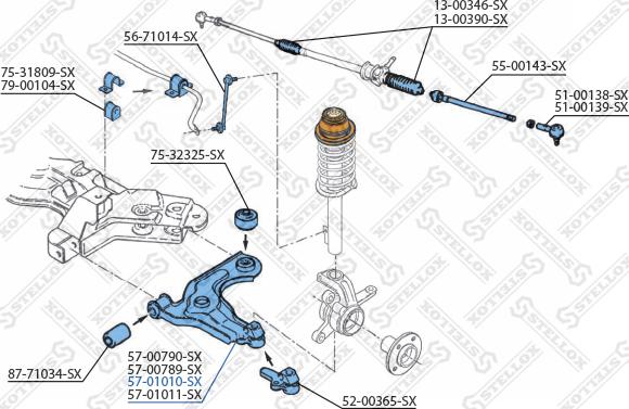 Stellox 57-01010-SX - Рычаг подвески колеса avtokuzovplus.com.ua