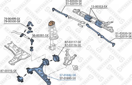 Stellox 57-01692-SX - Рычаг подвески колеса avtokuzovplus.com.ua