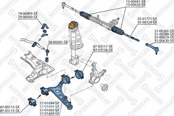 Stellox 57-01695-SX - Рычаг подвески колеса avtokuzovplus.com.ua