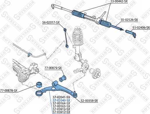 Stellox 57-02040-SX - Рычаг подвески колеса avtokuzovplus.com.ua