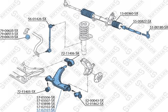 Stellox 57-02101-SX - Рычаг подвески колеса avtokuzovplus.com.ua