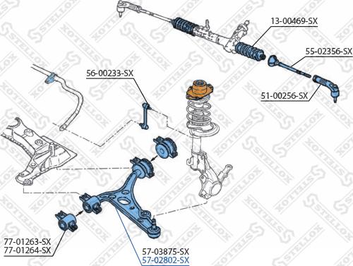 Stellox 57-02802-SX - Рычаг подвески колеса avtokuzovplus.com.ua