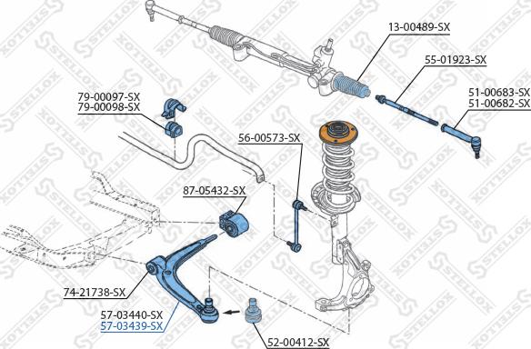 Stellox 57-03439-SX - Важіль незалежної підвіски колеса autocars.com.ua