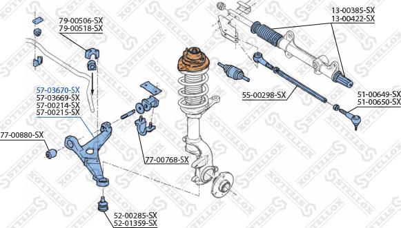 Stellox 57-03670-SX - Рычаг подвески колеса avtokuzovplus.com.ua