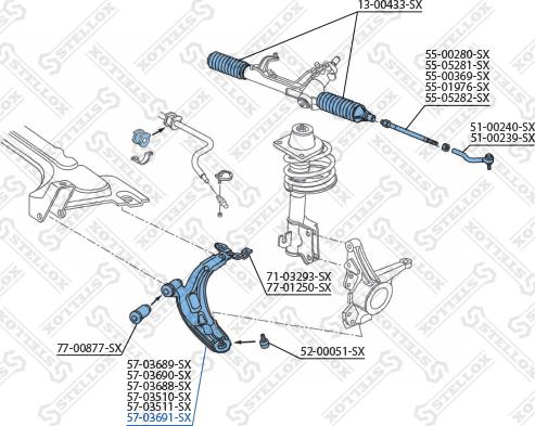 Stellox 57-03691-SX - Рычаг подвески колеса avtokuzovplus.com.ua