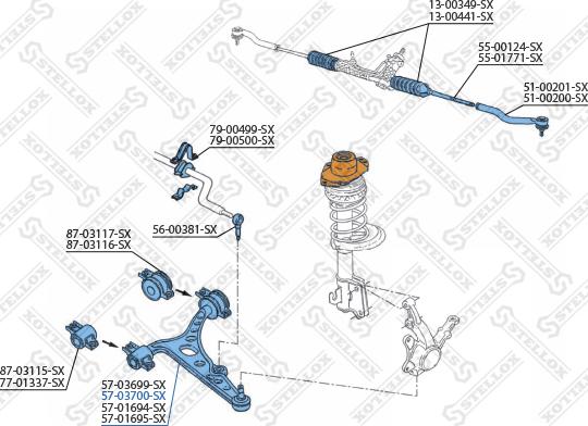 Stellox 57-03700-SX - Важіль незалежної підвіски колеса autocars.com.ua