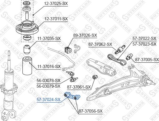 Stellox 57-37024-SX - Тяга / стійка, підвіска колеса autocars.com.ua