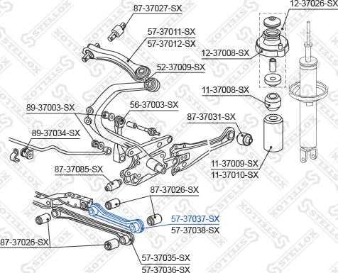 Stellox 57-37037-SX - Тяга / стійка, підвіска колеса autocars.com.ua