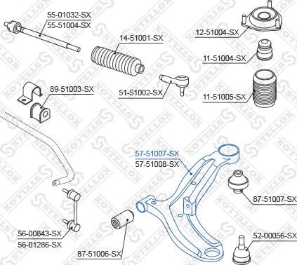 Stellox 57-51007-SX - Важіль незалежної підвіски колеса autocars.com.ua