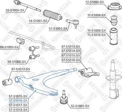 Stellox 57-51016-SX - Важіль незалежної підвіски колеса autocars.com.ua