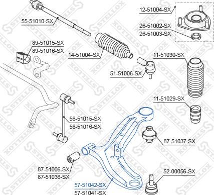 Stellox 57-51042-SX - Важіль незалежної підвіски колеса autocars.com.ua