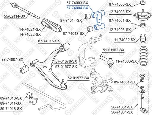 Stellox 57-74004-SX - Тяга / стійка, підвіска колеса autocars.com.ua