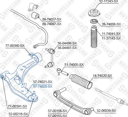 Stellox 57-74020-SX - Важіль незалежної підвіски колеса autocars.com.ua