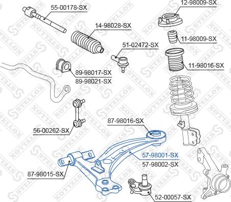 Stellox 57-98001-SX - Рычаг подвески колеса avtokuzovplus.com.ua