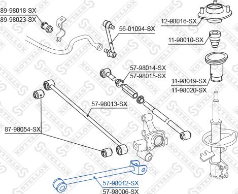 Stellox 57-98012-SX - Тяга / стійка, підвіска колеса autocars.com.ua