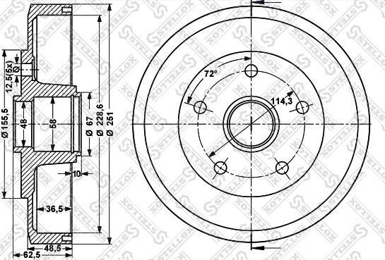Stellox 6025-3210-SX - Гальмівний барабан autocars.com.ua