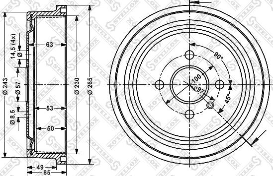 Stellox 6025-3614-SX - Тормозной барабан avtokuzovplus.com.ua