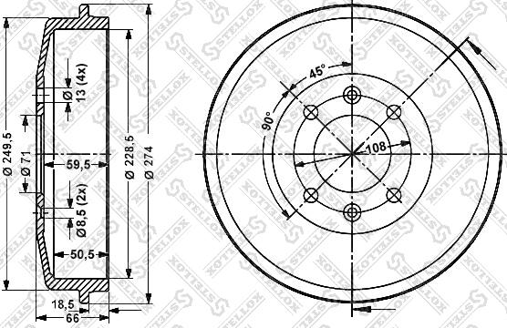 Stellox 6025-3708-SX - Гальмівний барабан autocars.com.ua