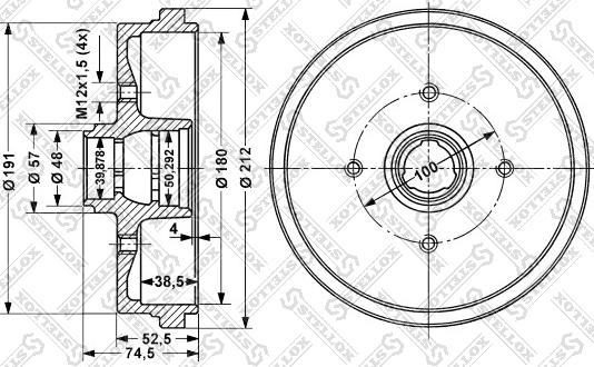 Stellox 6025-4708-SX - Гальмівний барабан autocars.com.ua