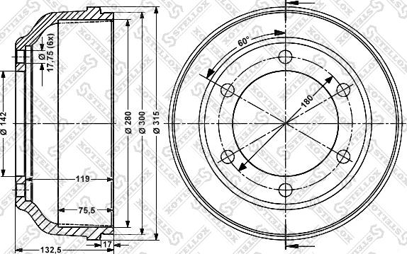 Stellox 6026-2509-SX - Гальмівний барабан autocars.com.ua