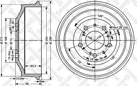 Stellox 6026-9906-SX - Гальмівний барабан autocars.com.ua