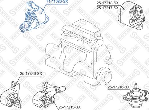 Stellox 71-11080-SX - Подушка, підвіска двигуна autocars.com.ua