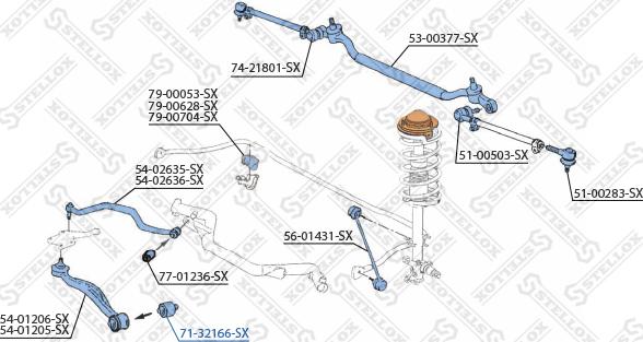 Stellox 71-32166-SX - Сайлентблок, важеля підвіски колеса autocars.com.ua