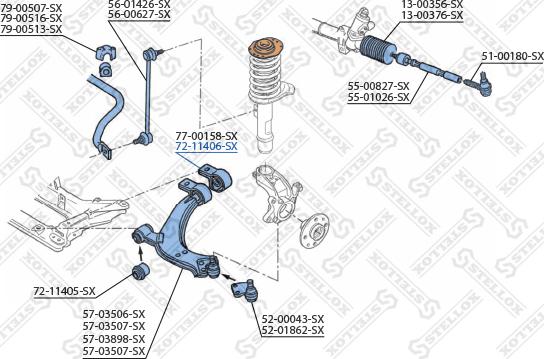 Stellox 72-11406-SX - Сайлентблок, важеля підвіски колеса autocars.com.ua