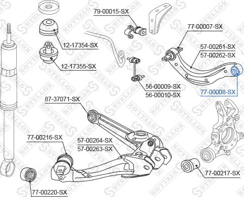 Stellox 77-00008-SX - Сайлентблок, важеля підвіски колеса autocars.com.ua