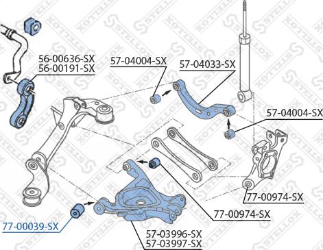 Stellox 77-00039-SX - Сайлентблок, важеля підвіски колеса autocars.com.ua