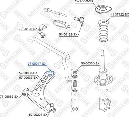 Stellox 77-00047-SX - Сайлентблок, рычаг подвески колеса avtokuzovplus.com.ua