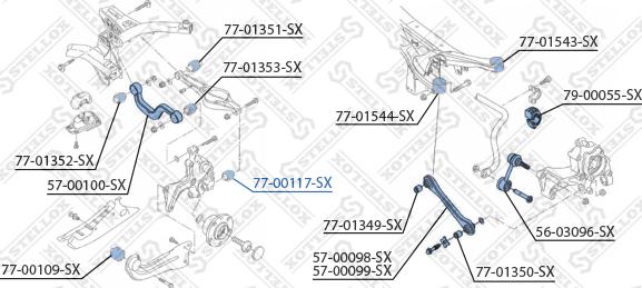 Stellox 77-00117-SX - Сайлентблок, важеля підвіски колеса autocars.com.ua