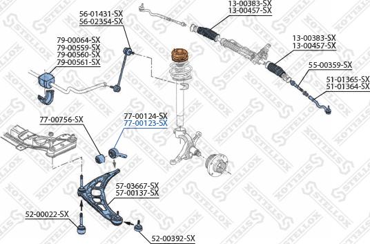 Stellox 77-00123-SX - Сайлентблок, рычаг подвески колеса avtokuzovplus.com.ua