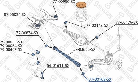 Stellox 77-00162-SX - Сайлентблок, важеля підвіски колеса autocars.com.ua