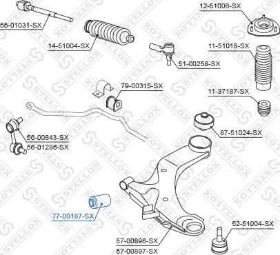 Stellox 77-00187-SX - Сайлентблок, рычаг подвески колеса avtokuzovplus.com.ua