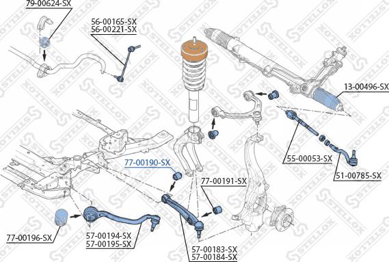 Stellox 77-00190-SX - Сайлентблок, рычаг подвески колеса avtokuzovplus.com.ua